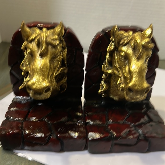 Vtg pair cbk Ltd ceramic horse heads bookends - Picture 5 of 6